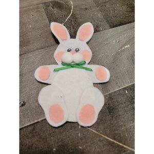 Handmade felt Easter Bunny Green bow magnet decor spring